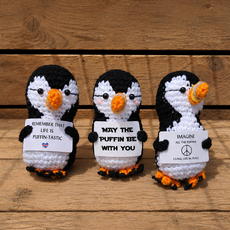 Positive Puffin With Sign - Remember Iceland