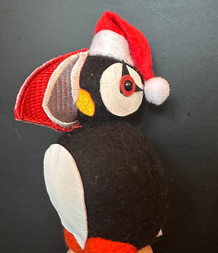 Puffin with Christmas Hat 12x9 cm - Merkikerti