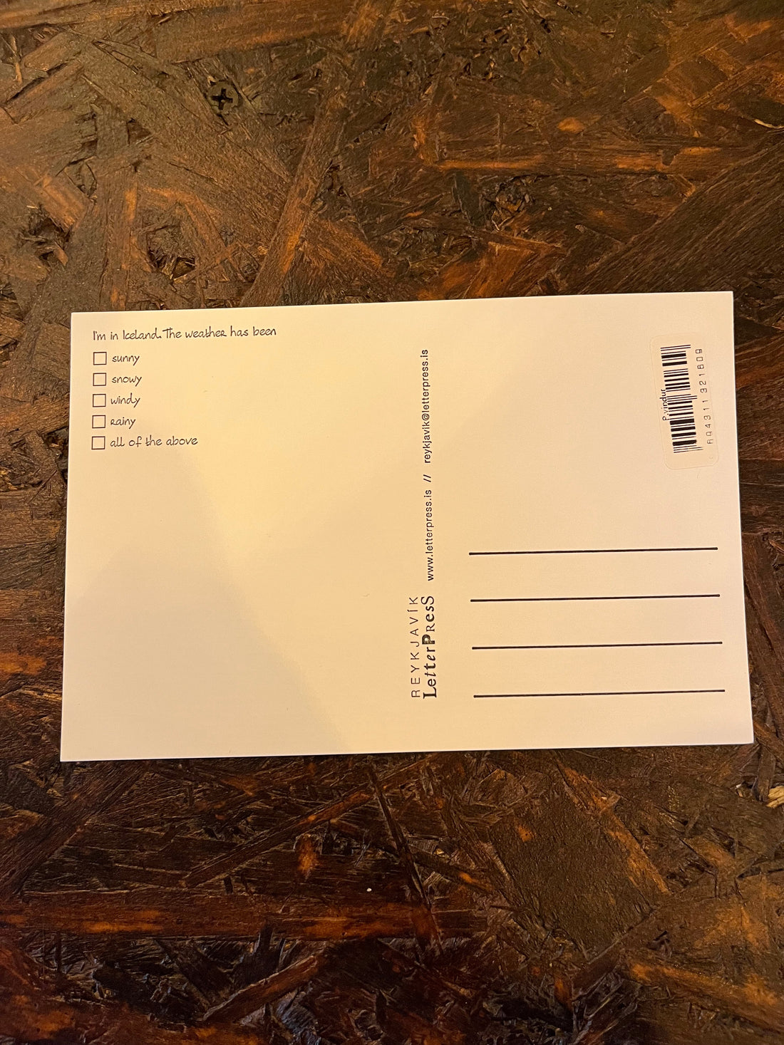 Postcard - Reykjavík Letterpress
