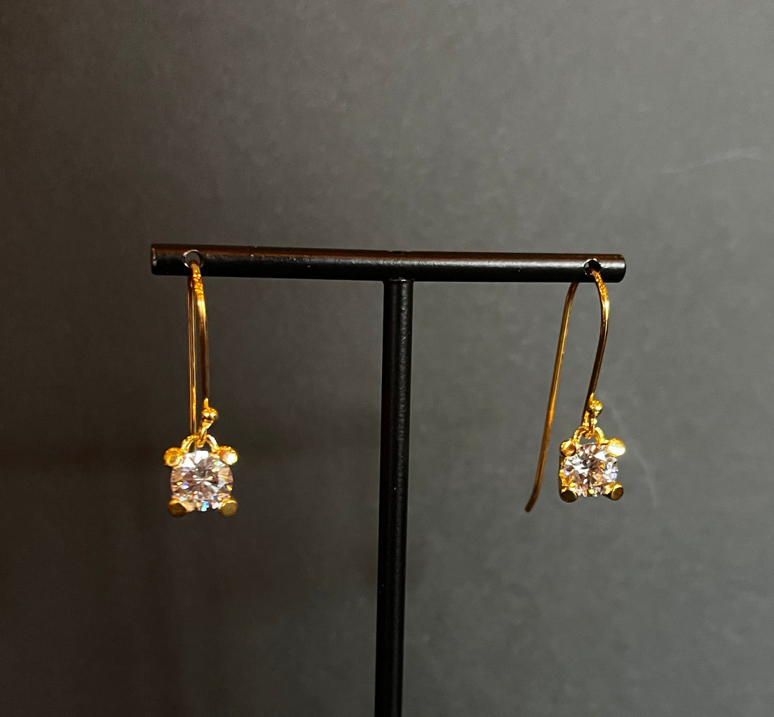 Sign - Earrings - Eldur og Ís - Gold Plated with Cubic Zirconia