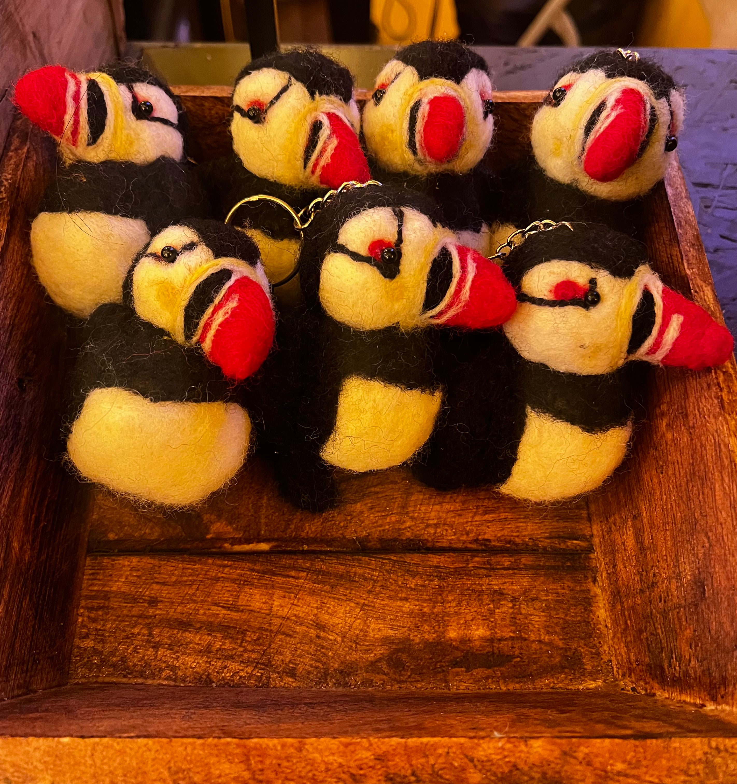 Handmade Wool Puffin Keychain