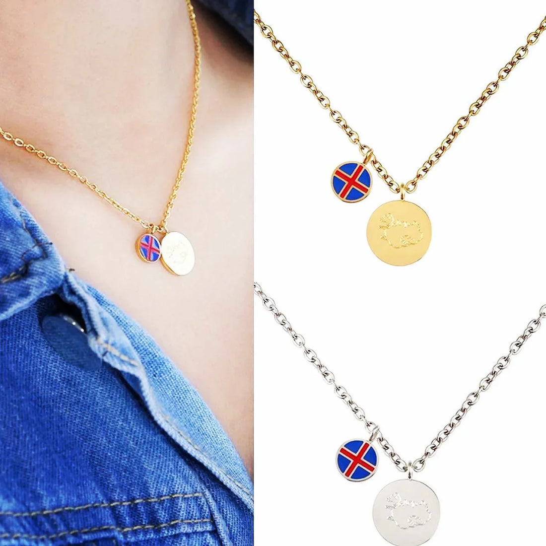 Iceland Flag Necklace - 24 Iceland