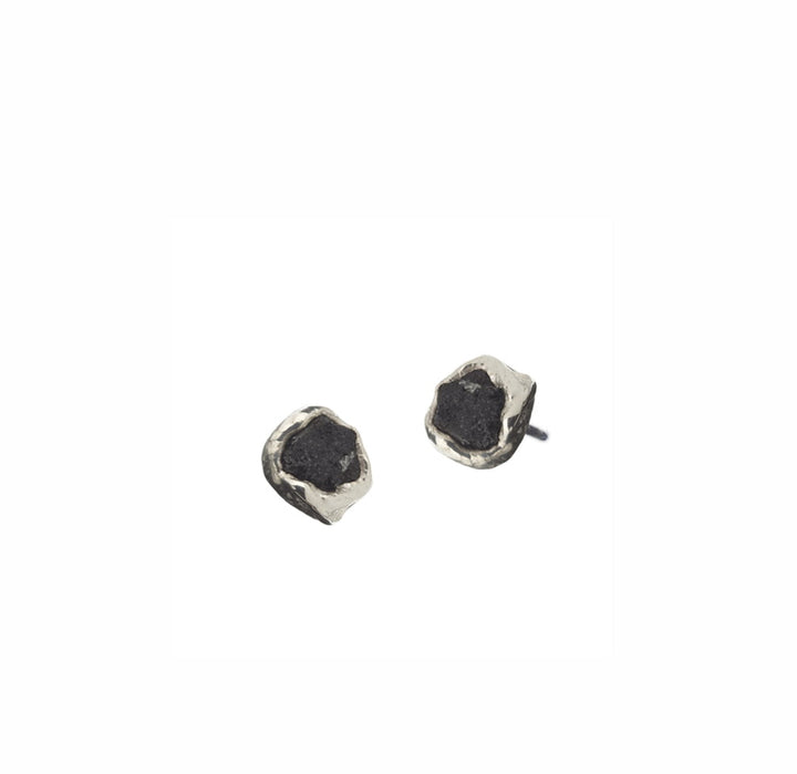 SIGN Earrings - Silver with Lava Stone Piece Of Iceland Collection